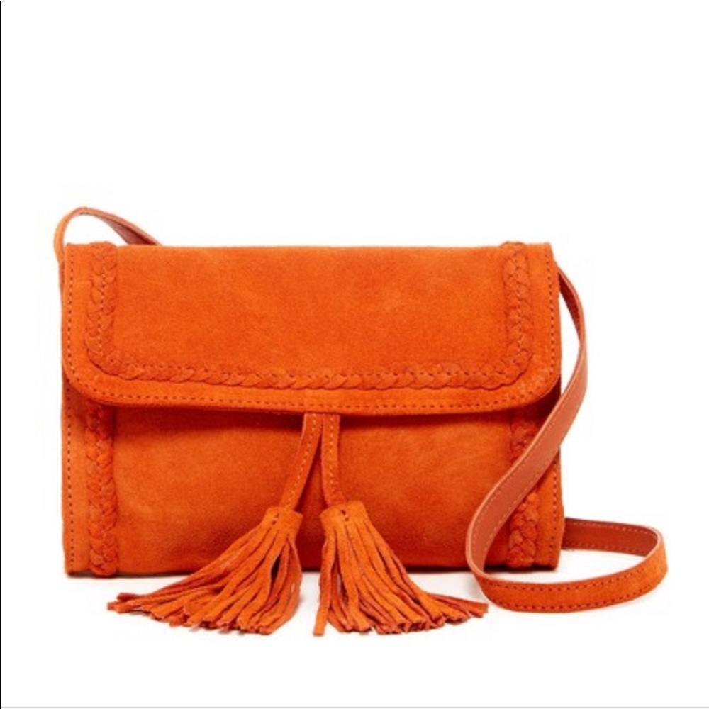 Shiraleah Emma orange suede crossbody bag